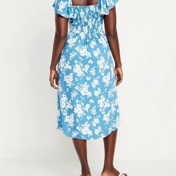 Old Navy Floral Blue Midi Dress small tall cottage core - Picture 5 of 5